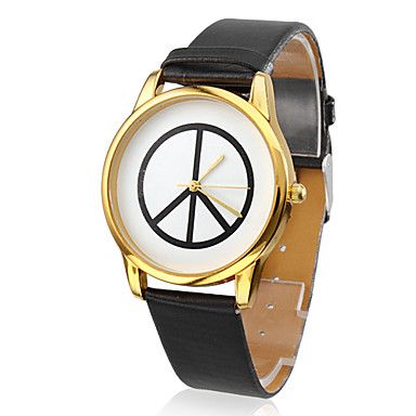 Unisex Anti-War Projeto Banda PU Quartz Relógio de pulso ana